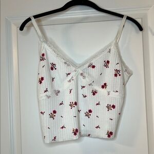 Wild Fable White Ribbed Tie Front Camisole